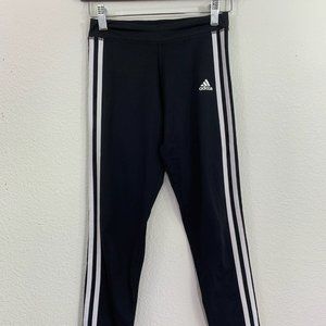 Girls 14 Large L Adidas Pants Active Casual Gym Leggings Black White Running